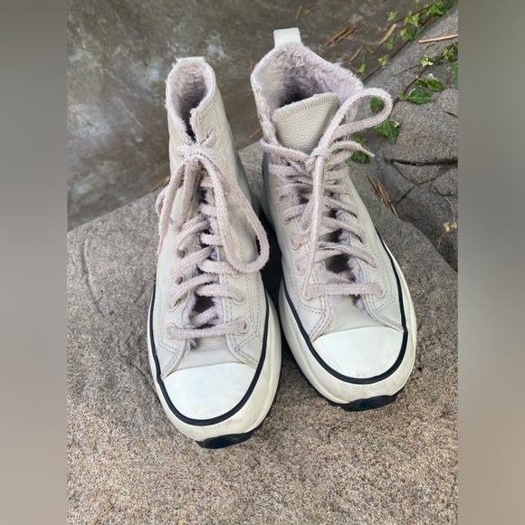 Run Star Hike 169550C Unisex  Beige Leather Sherpa Chuck Taylor Hi-Rise 6.5M 8W - Picture 3 of 11